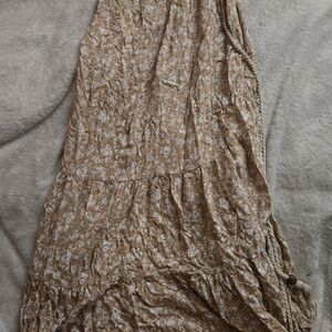 Chic Floral Beige Maxi Skirt